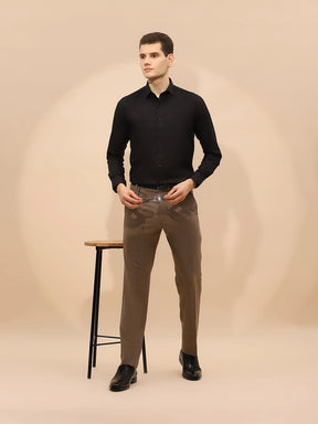 Black Cotton Blend Tailored Fit Shirt For Men