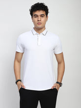 White Solid Nylon Regular Fit T-Shirt