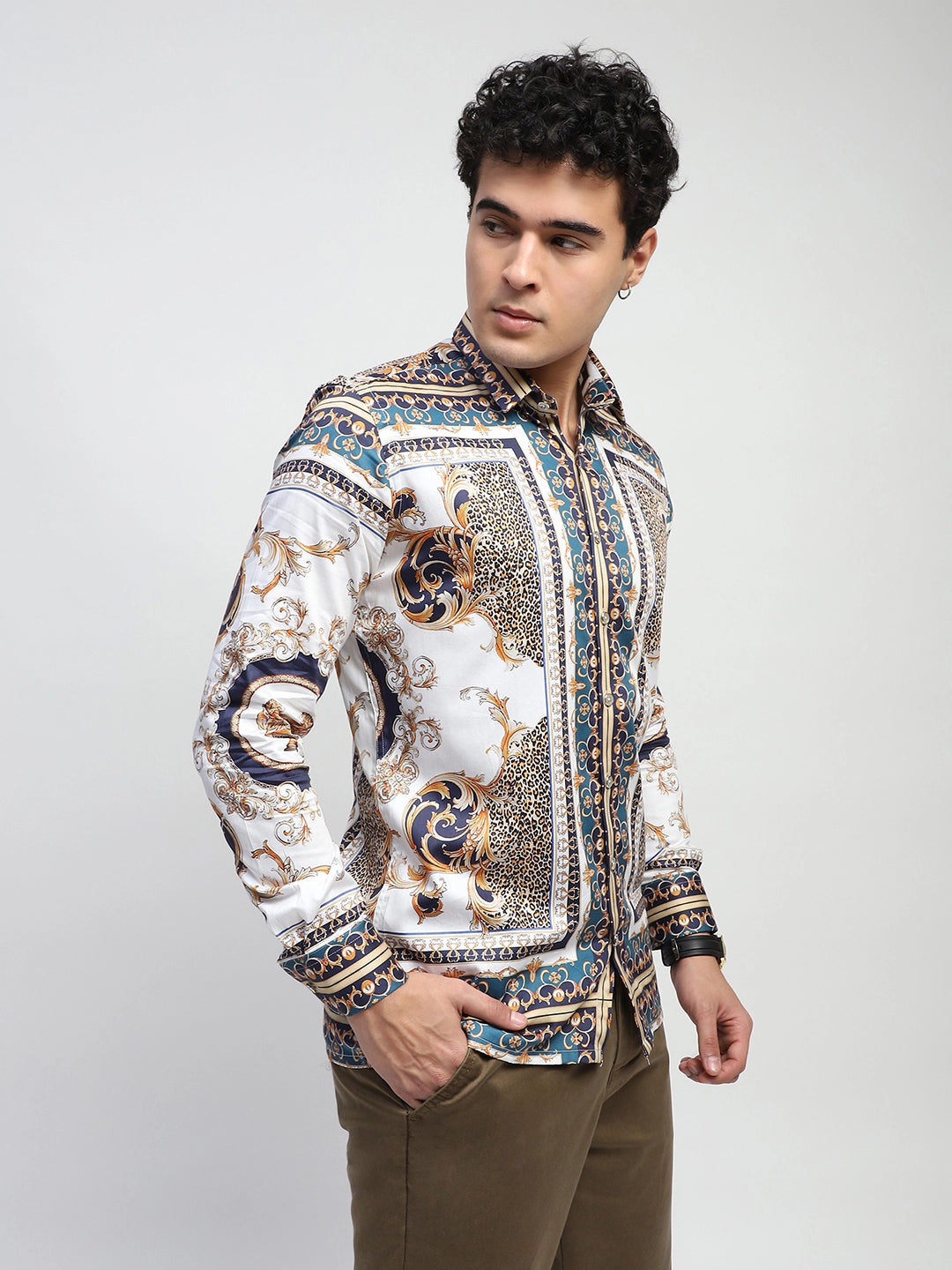 Multi Abstract print & Animal Print Cotton Regular Fit Shirt