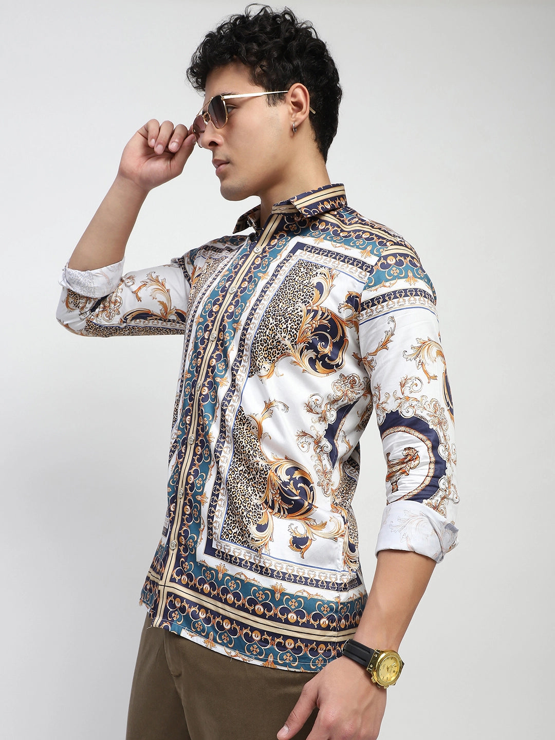 Multi Abstract print & Animal Print Cotton Regular Fit Shirt