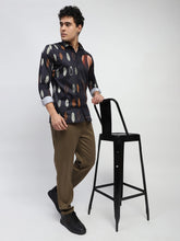 Black Abstract print Cotton Regular Fit Shirt