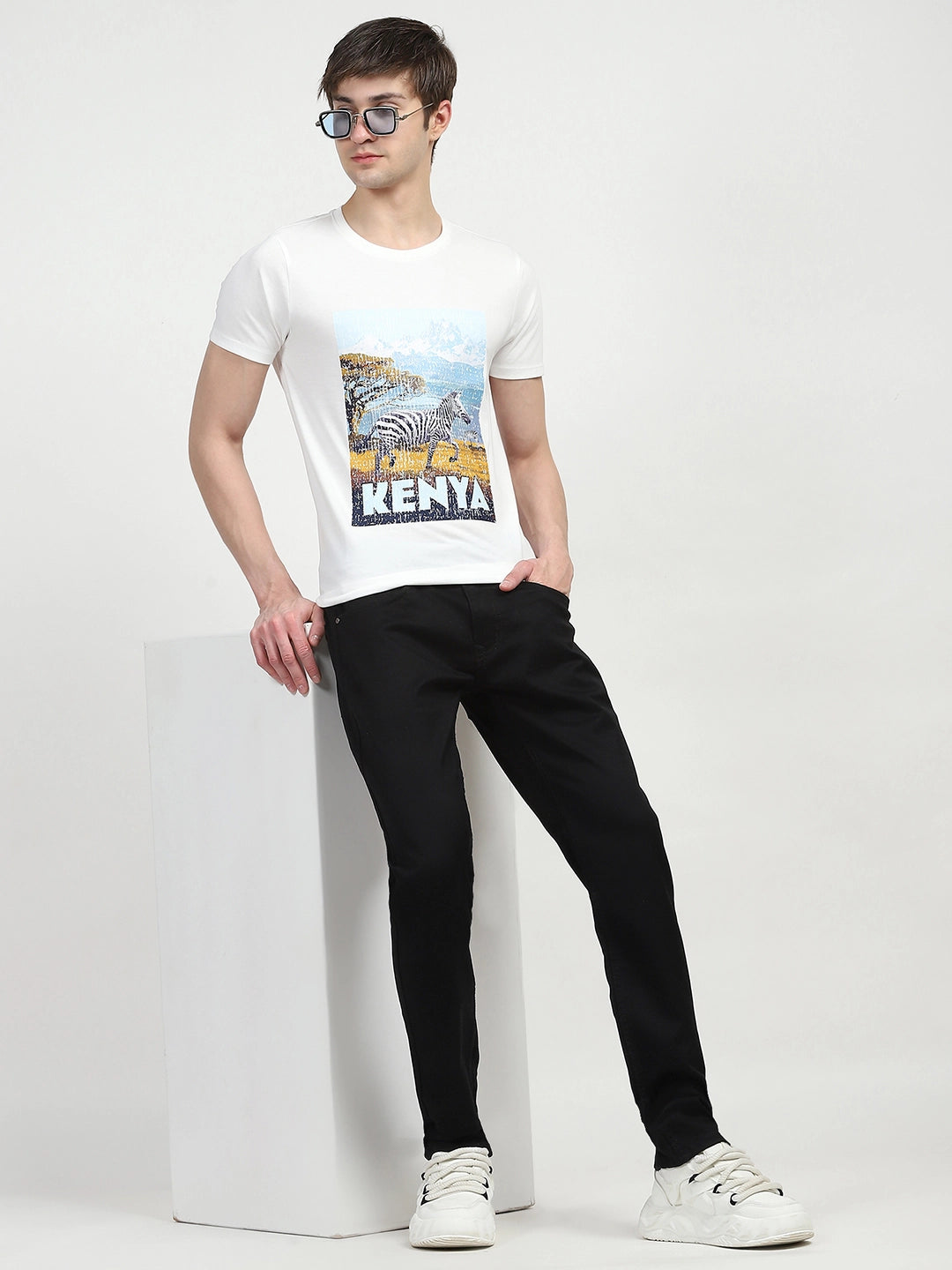 Jet Black Cotton Regular Fit Jeans