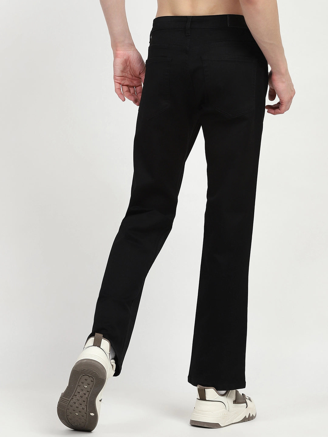 Jet Black Cotton Regular Fit Jeans