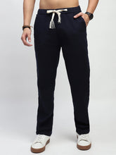 Navy Solid Cotton Loose Fit Trouser