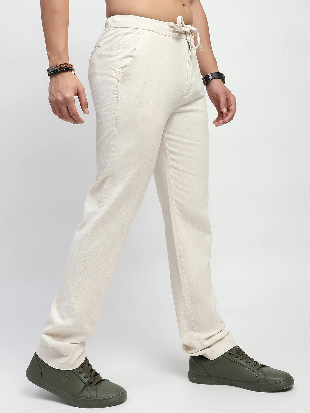 Natural Solid Cotton Regular Fit Trouser