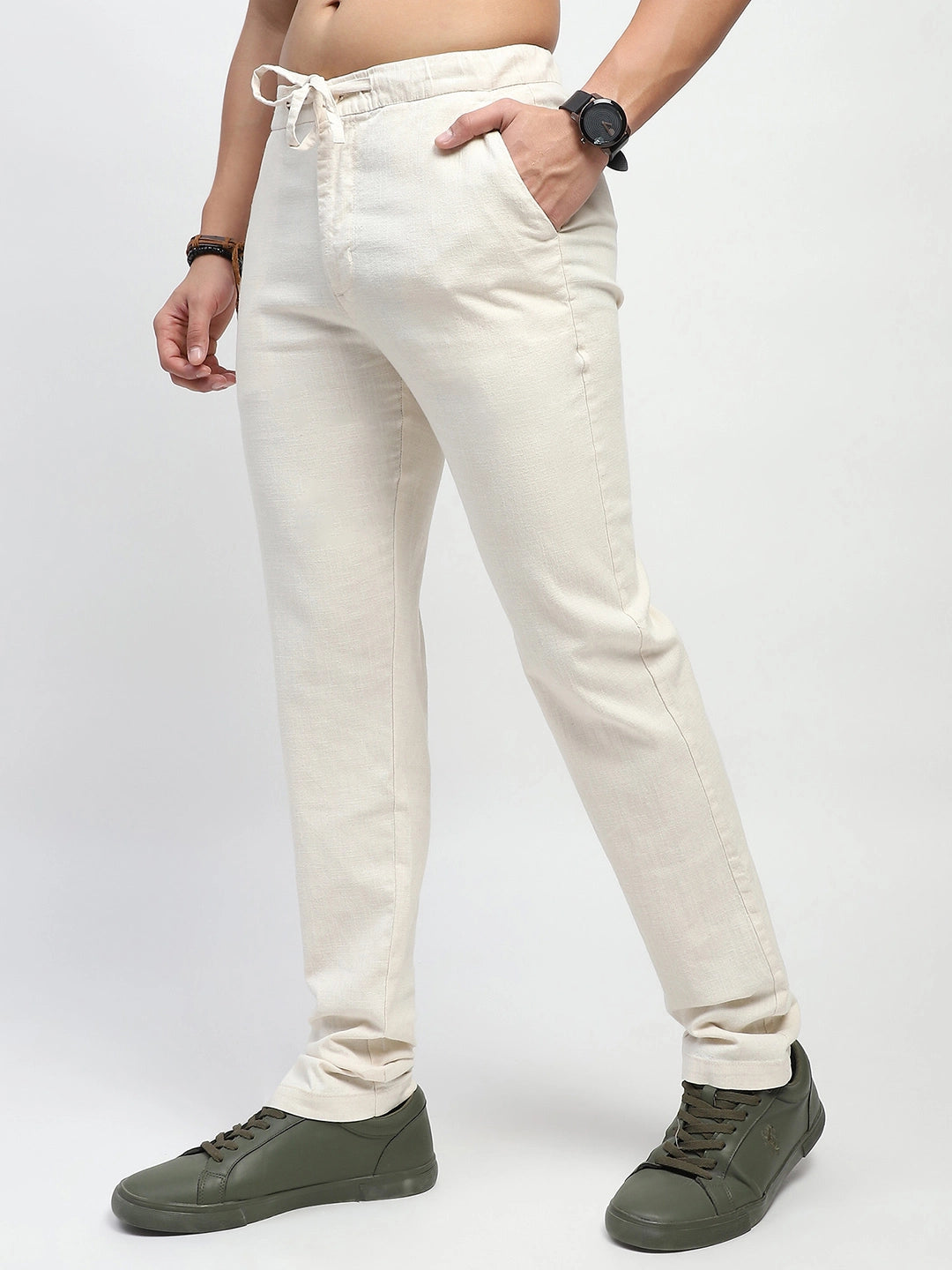 Natural Solid Cotton Regular Fit Trouser