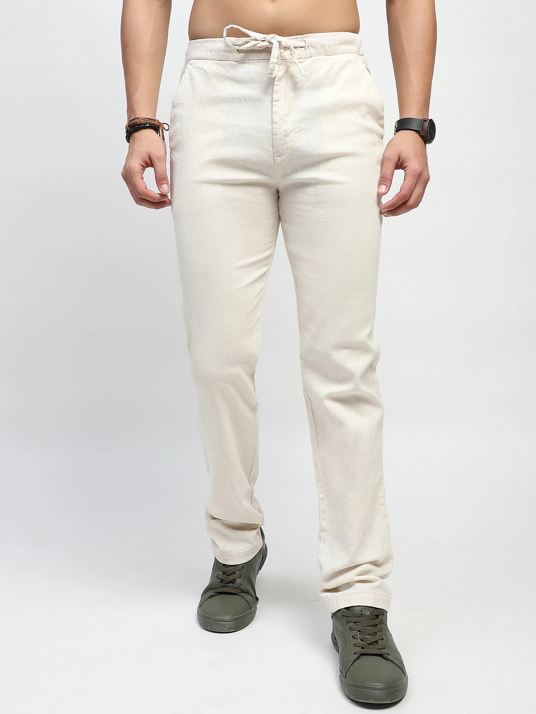 Natural Solid Cotton Regular Fit Trouser