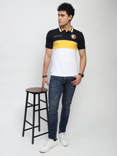 Yellow Color Block Cotton Regular Fit T-Shirt