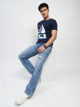 Navy Graphic Print Cotton Regular Fit T-Shirt