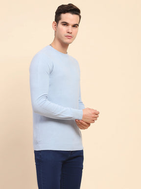 Sky Blue Wool Blend Knit Winter Wear Pullover