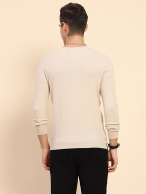 Sand Brown Acrylic Blend Knit Winter Wear Pullover