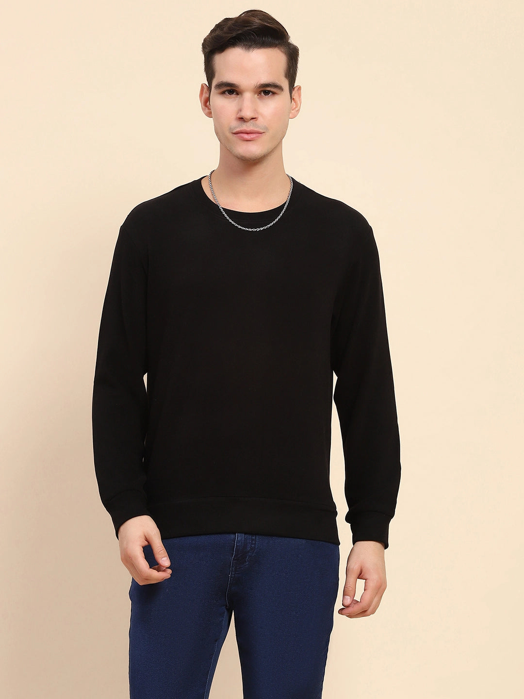 Black Acrylic Blend Ultra Light Winter Wear Sweatshirt