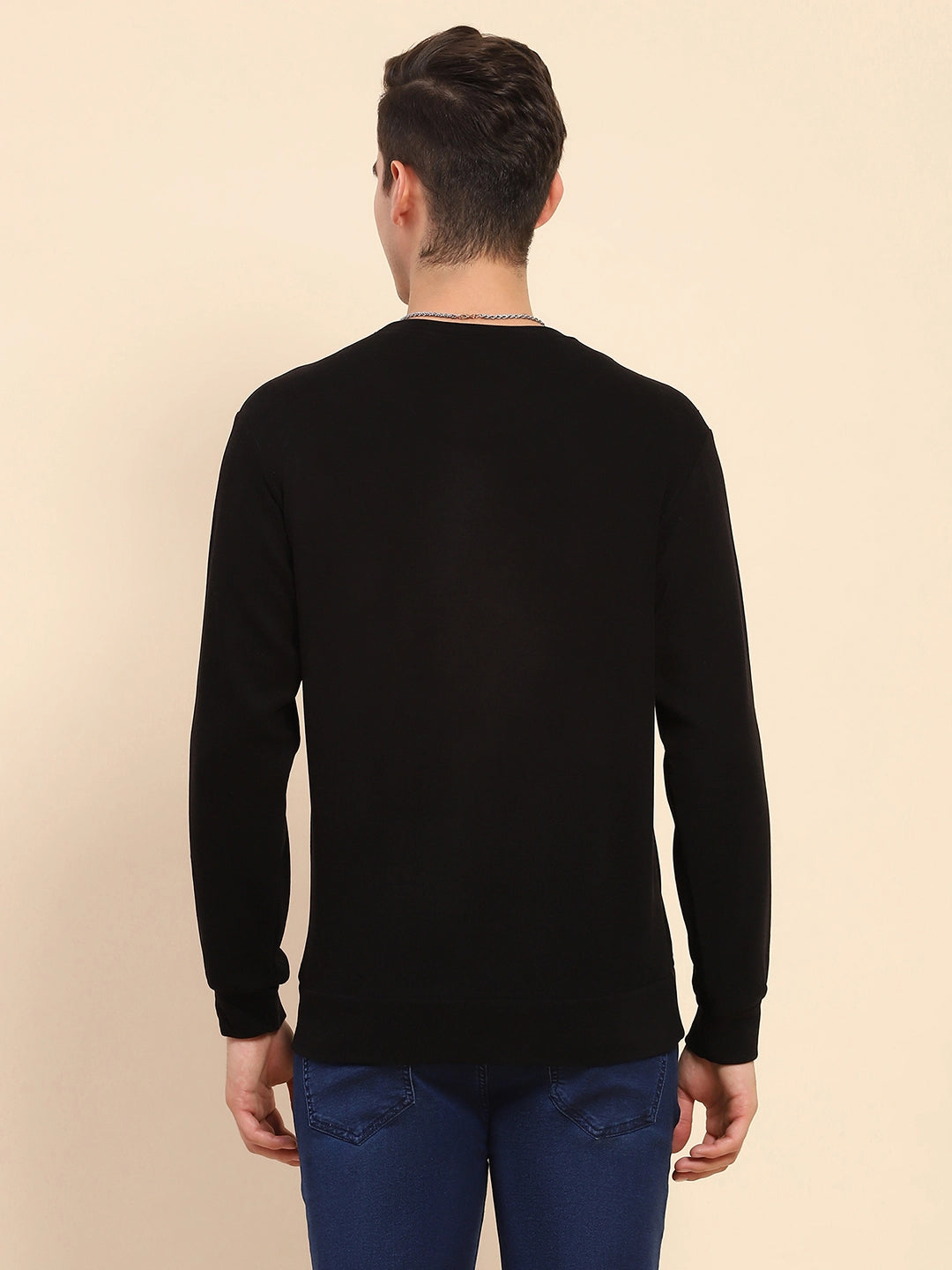 Black Acrylic Blend Ultra Light Winter Wear Sweatshirt