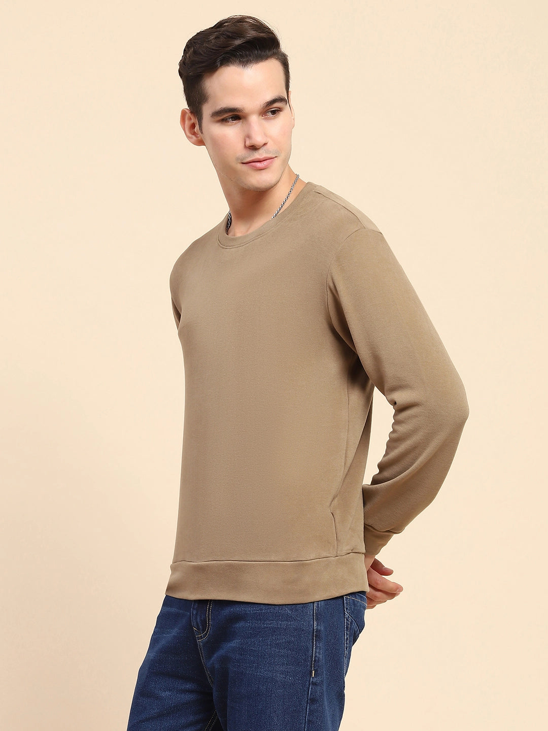 Mud Brown Acrylic Blend Ultra Light Winter Wear Sweatshirt