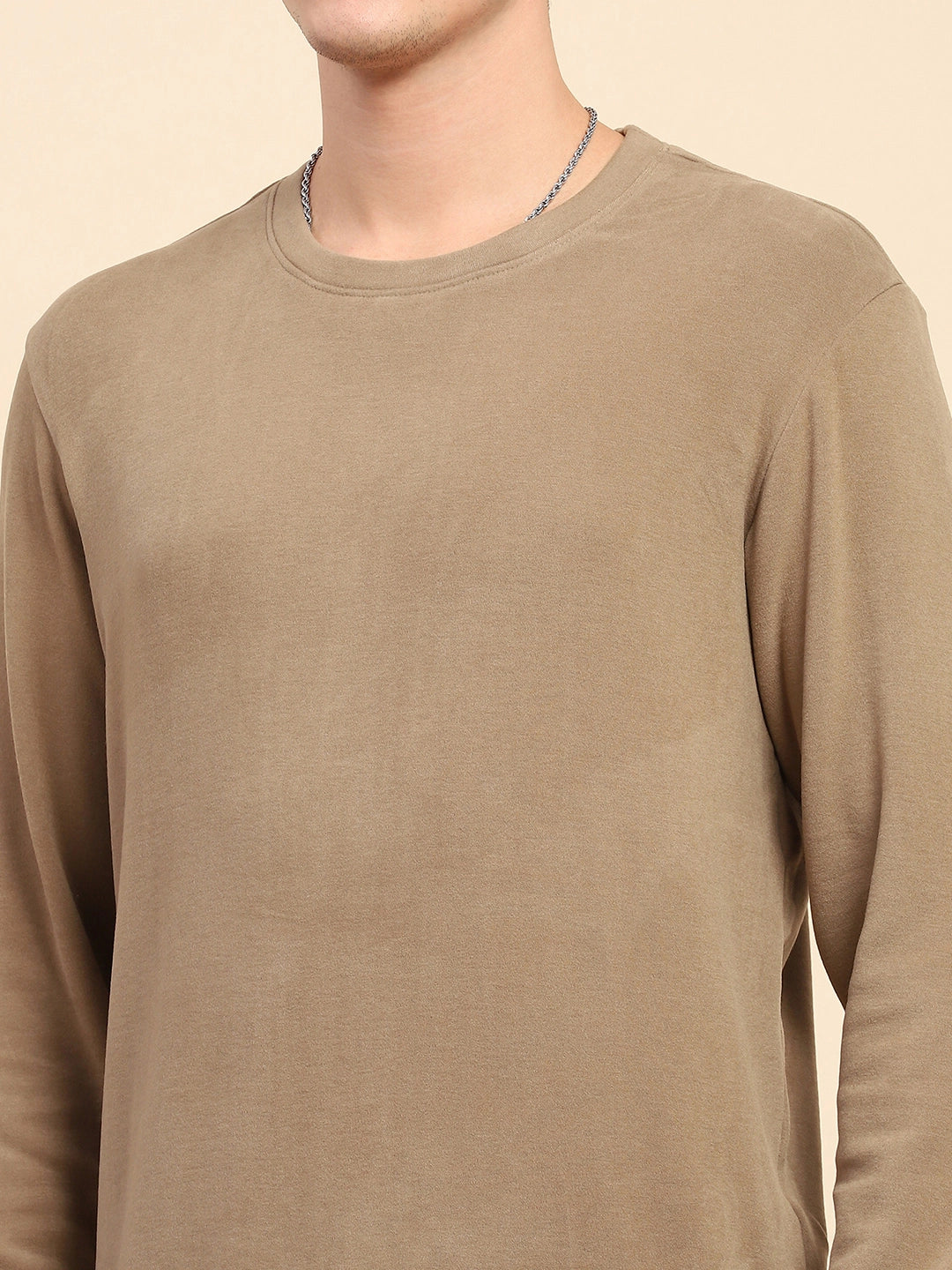 Mud Brown Acrylic Blend Ultra Light Winter Wear Sweatshirt