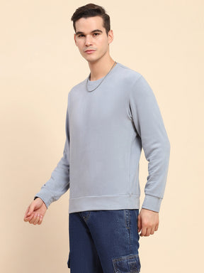 Powder Blue Acrylic Blend Ultra Light Winter Wear Sweatshirt