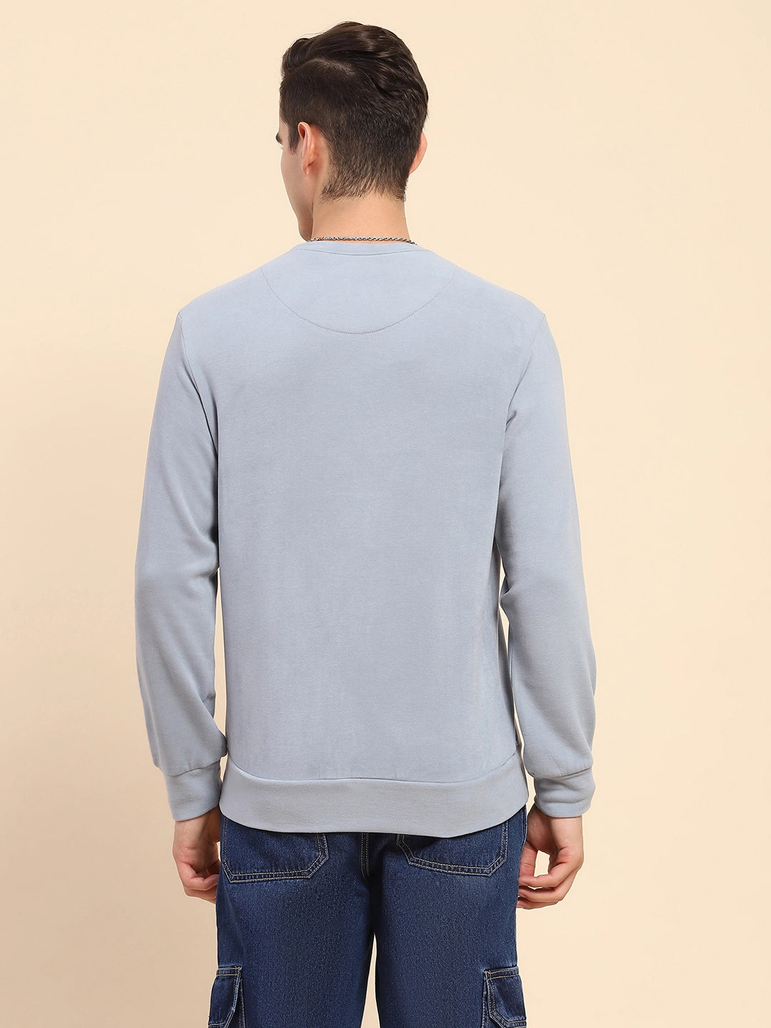 Powder Blue Acrylic Blend Ultra Light Winter Wear Sweatshirt