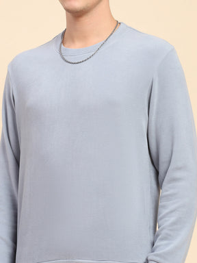 Powder Blue Acrylic Blend Ultra Light Winter Wear Sweatshirt