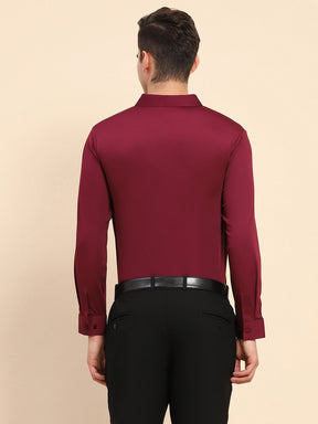 Wine Nylon Blend Solid Formal Shirt