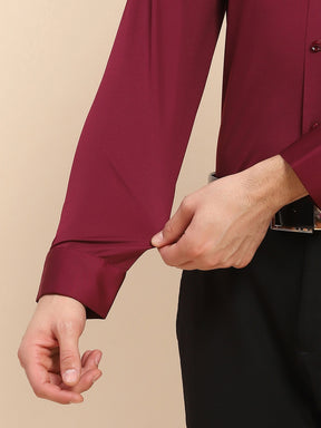 Wine Nylon Blend Solid Formal Shirt