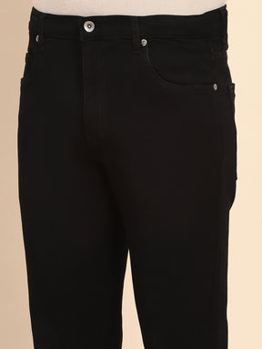 Black Cotton Blend Jeans with Adjustable Waist