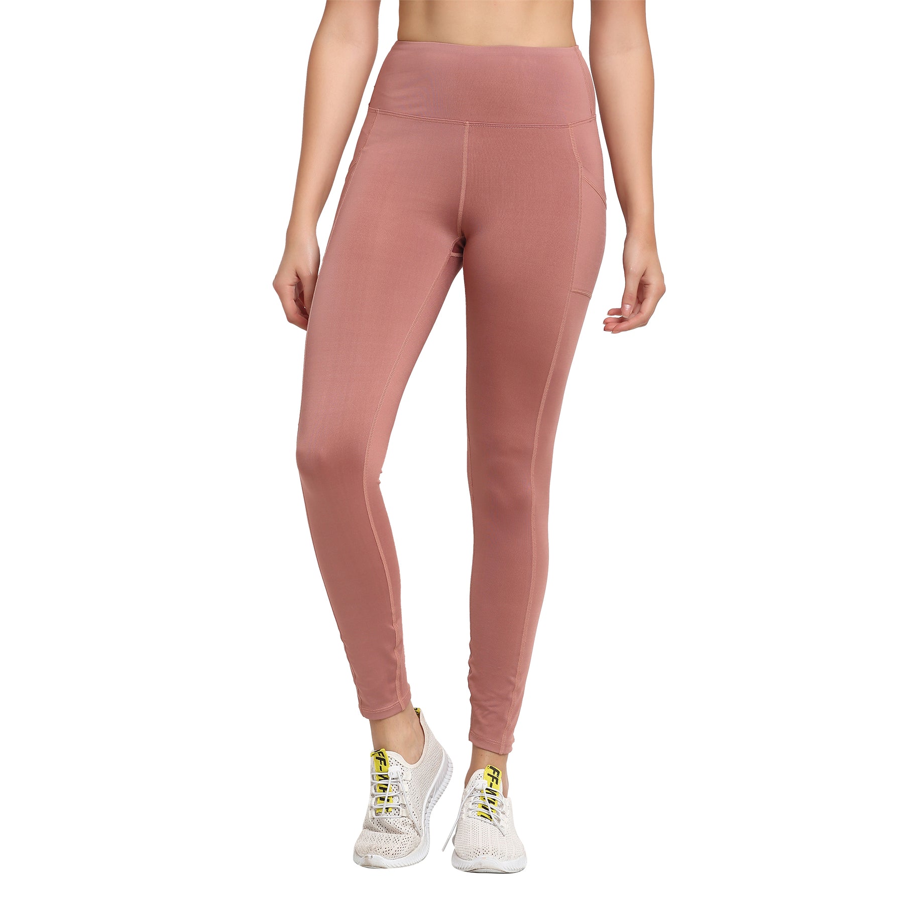 Dusty Pink Polyester Blend Regular Fit Legging For Women