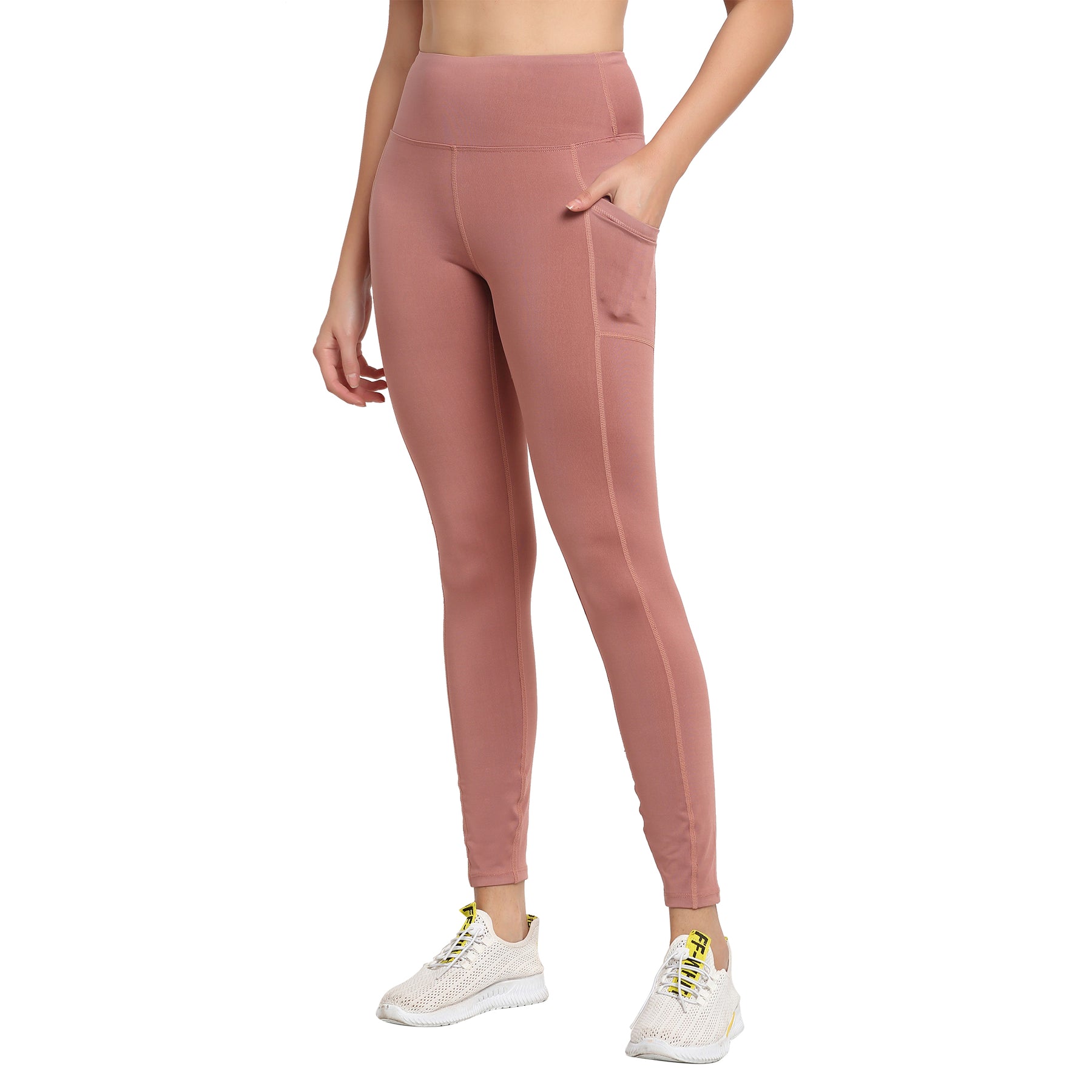 Dusty Pink Polyester Blend Regular Fit Legging For Women