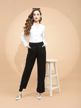 Black Polyester Blend Loose Fit Trouser For Women