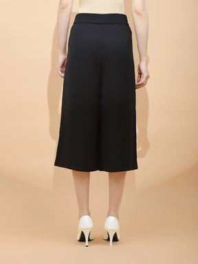 Black Polyester Blend Loose Fit Culottes For Women