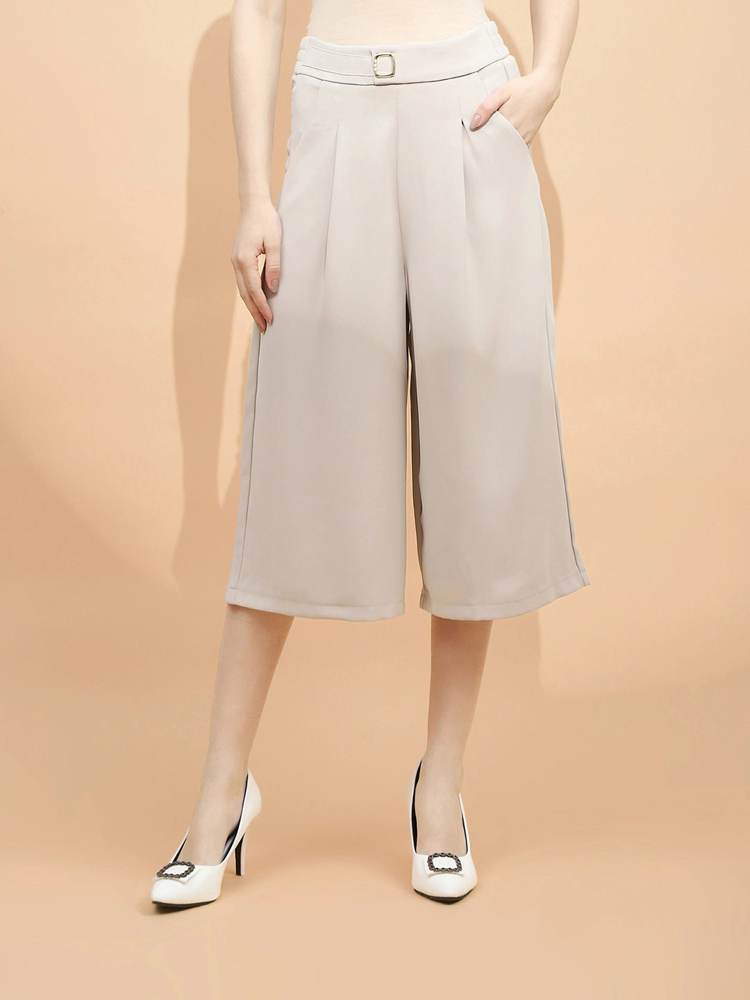 Mouse Polyester Blend Loose Fit Culottes For Women