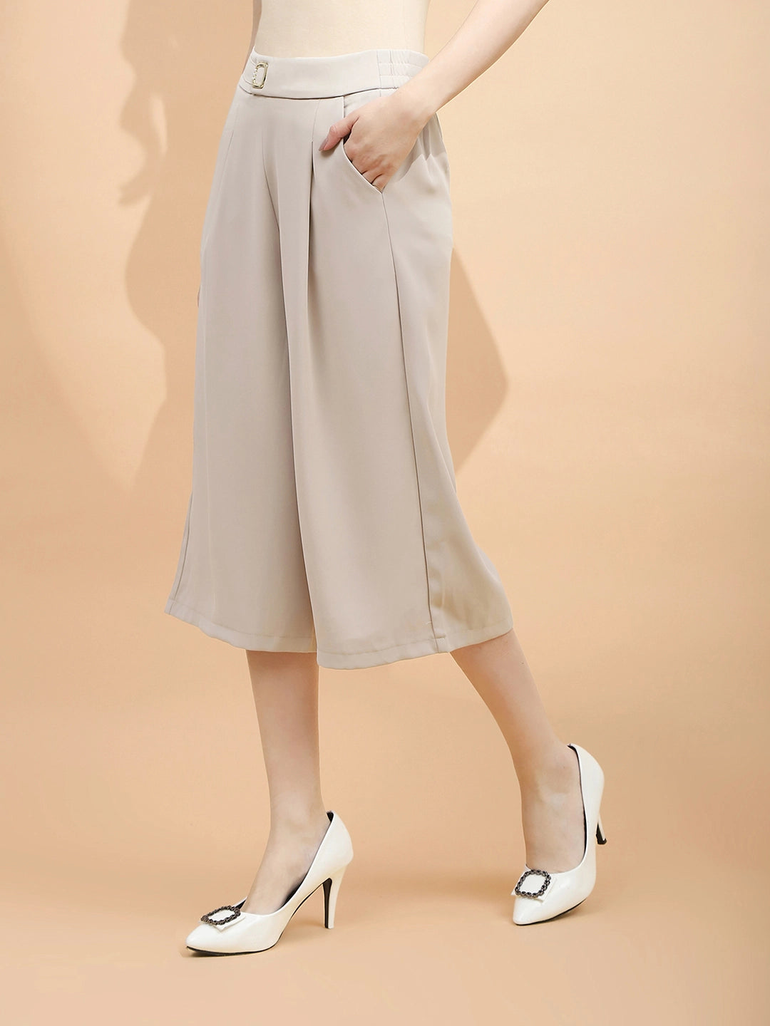 Mouse Polyester Blend Loose Fit Culottes For Women