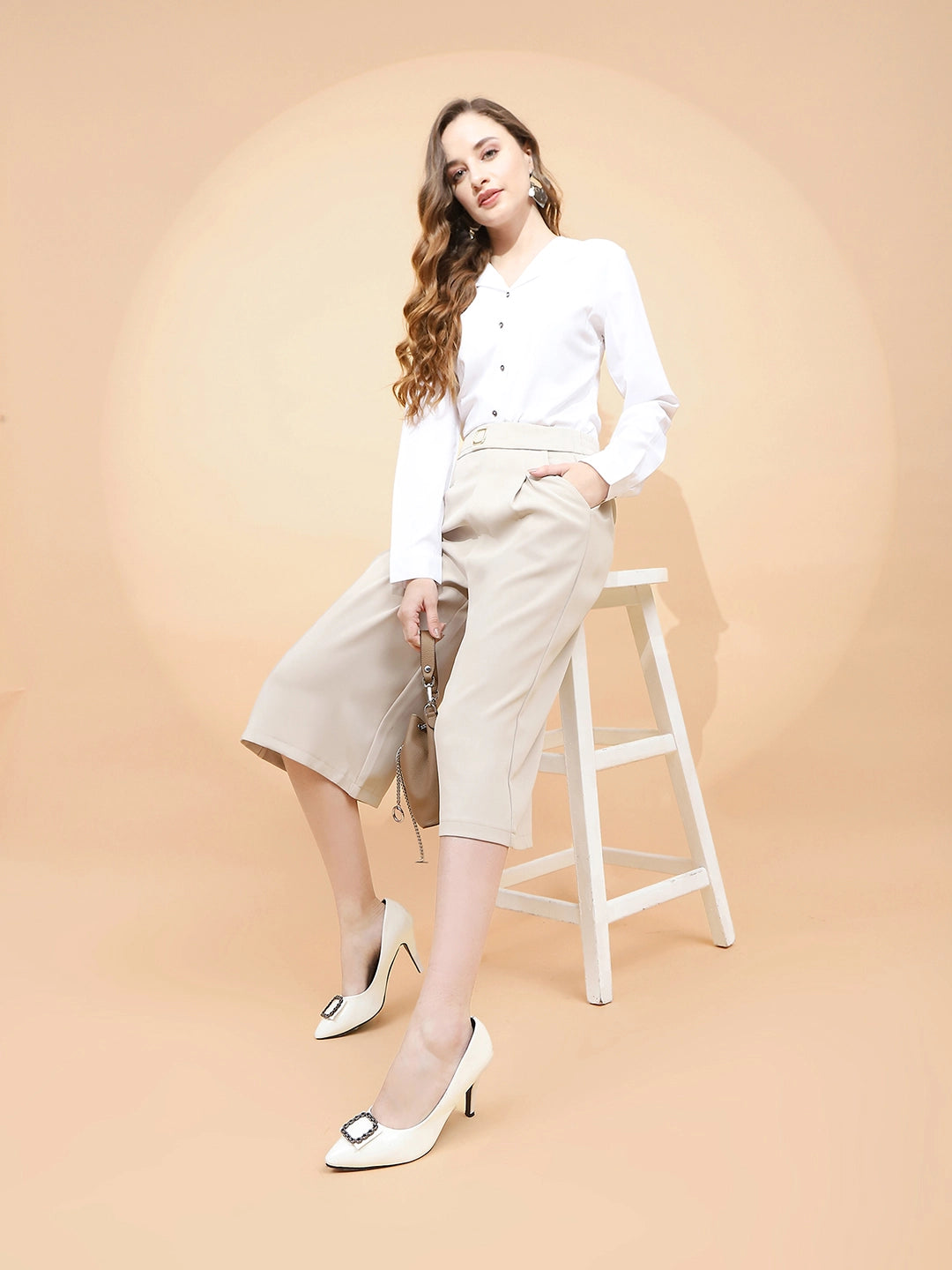 Mouse Polyester Blend Loose Fit Culottes For Women