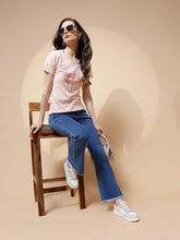 Pink Cotton Blend Regular Fit Top For Women