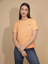 Peach Cotton Blend Regular Fit Top For Women