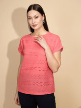 Hot Pink Cotton Regular Fit Blouson Top For Women