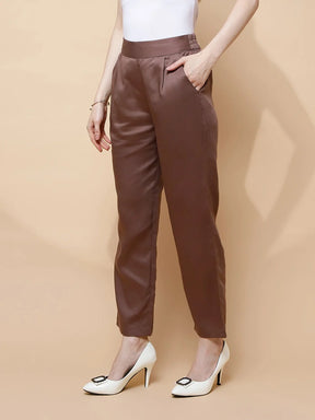 Deep Taupe Rayon Relaxed Fit Lower For Women