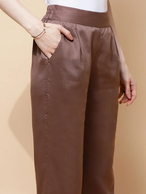 Deep Taupe Rayon Relaxed Fit Lower For Women