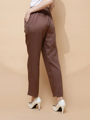 Deep Taupe Rayon Relaxed Fit Lower For Women