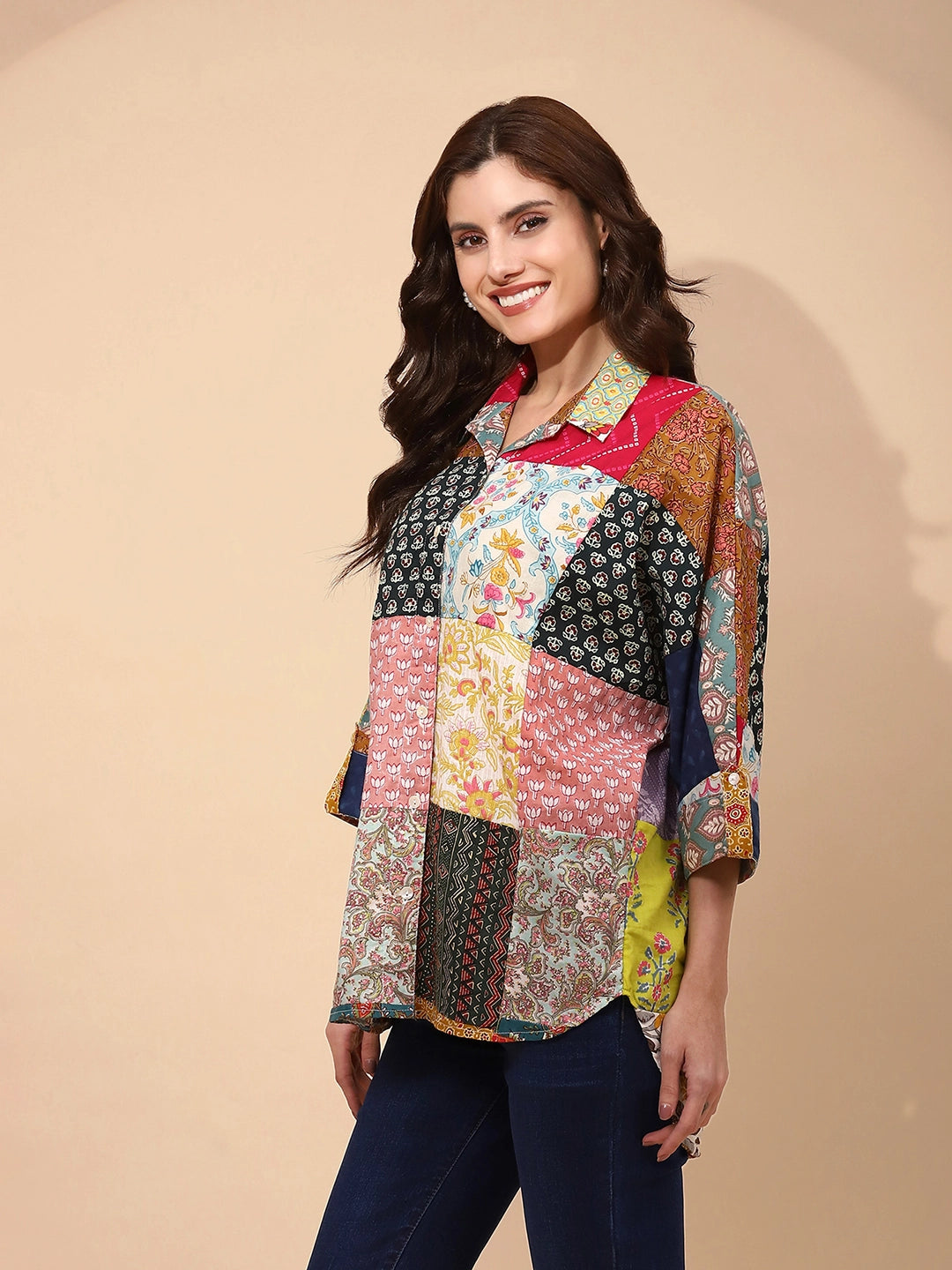 Multicolor Cotton Regular Fit Shirt For Women