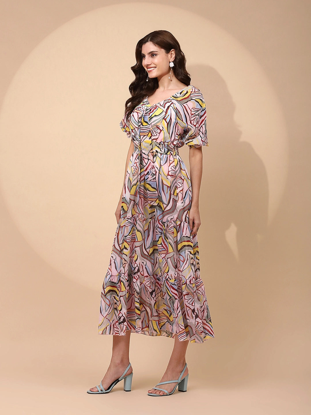 Multicolor Georgette Regular Fit Dress For Women