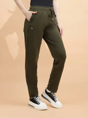 Olive Green Cotton Blend Regular Fit Lower For Women