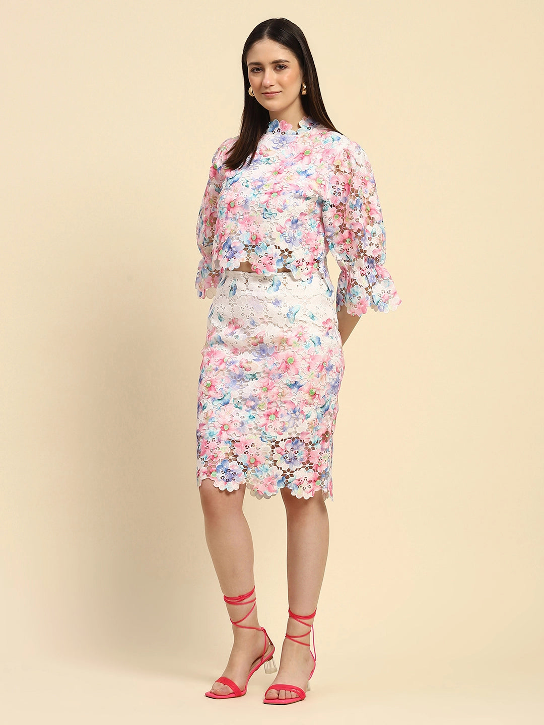 Multicolor Embroidered Cotton Regular Fit Co-ord Sets