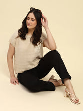 Natural Textured Pattern Viscose Boxy Fit Top