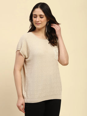 Natural Textured Pattern Viscose Boxy Fit Top