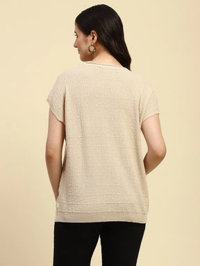 Natural Textured Pattern Viscose Boxy Fit Top