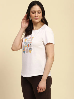 White Embroidered Cotton Relaxed Fit Top