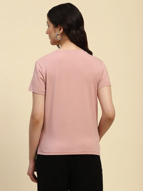 Dusty Pink Embroidered Cotton Relaxed Fit Top