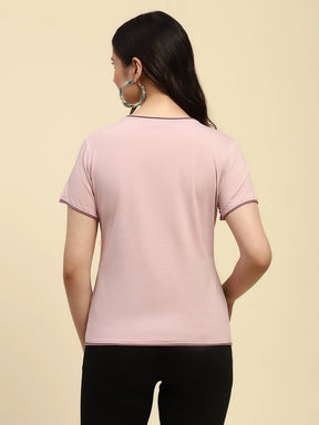 Mauve Embroidered Cotton Relaxed Fit Top