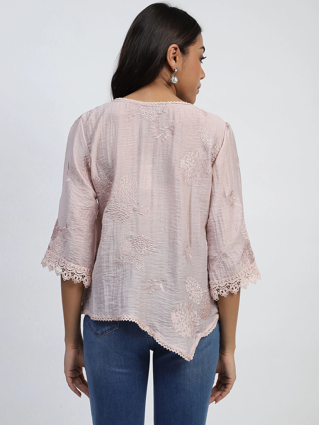 Onion Thread Embroidery Poly Linen Relaxed Fit Blouse