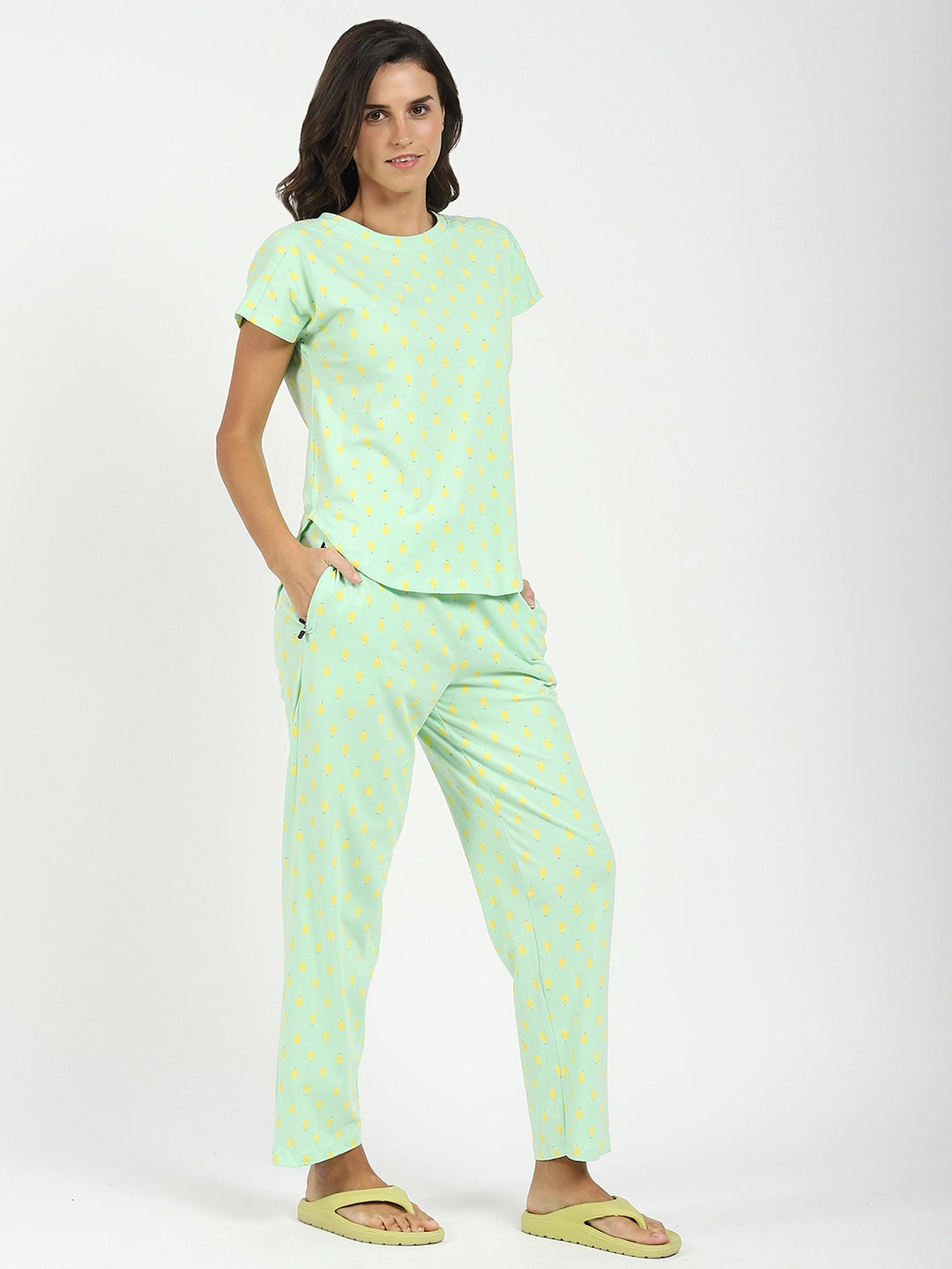 Green Cotton Chanderi Kurta Set